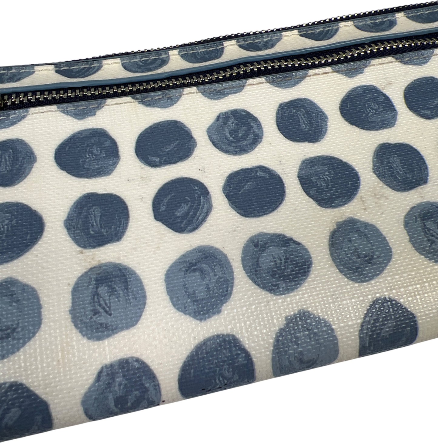 Coach Blue/White Coated Canvas Bleecker Painted Dot Zippy Wristlet Wallet