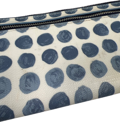 Coach Blue/White Coated Canvas Bleecker Painted Dot Zippy Wristlet Wallet