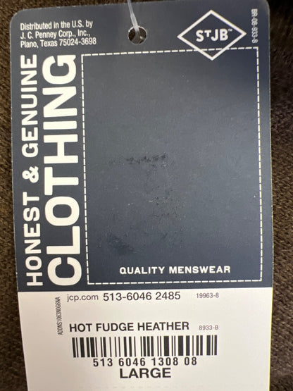 St. Johns Bay Men’s Brown V-Neck Long Sleeve Thin Knit Sweater - L