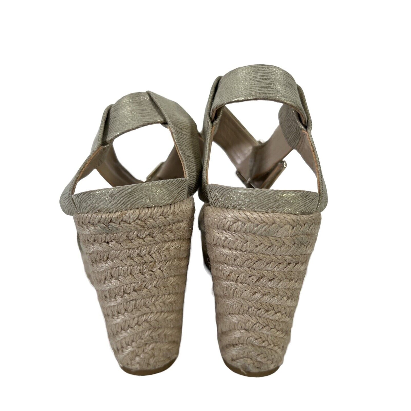 Calvin Klein Women's Beige Metallic Espadrille Wedge Sandals - 7
