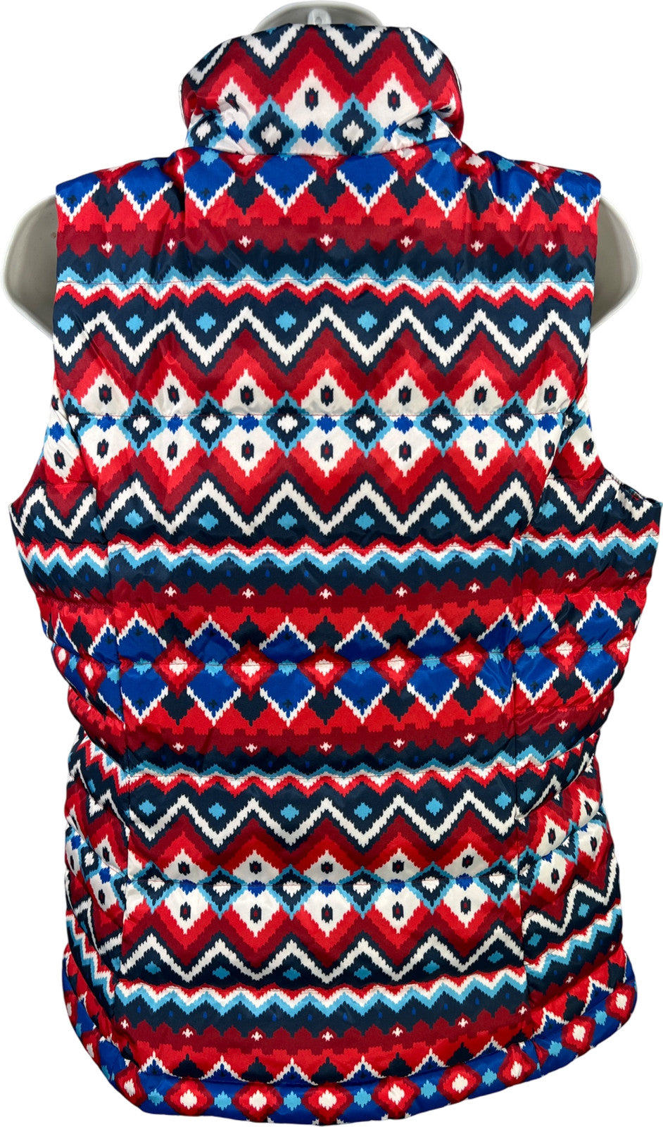 Lands End Women’s Red/Blue Down Filled Sleeveless Puffer Vest - S