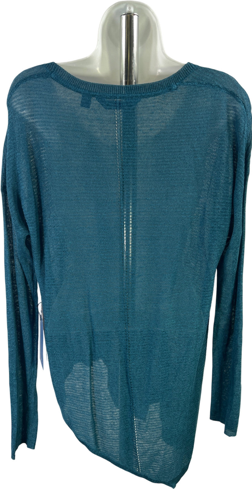 Simply Vera Wang Women’s Blue Long Sleeve Thin Sheer Asymmetrical Sweater - L
