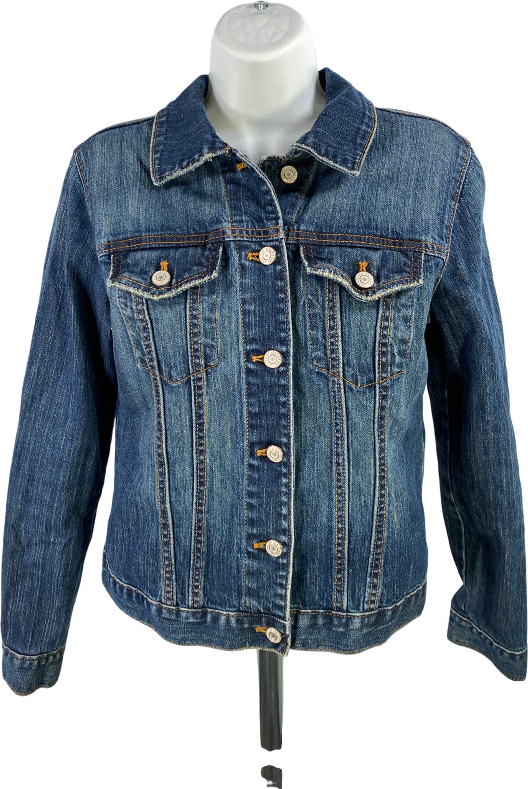 GAP Women’s Medium Wash Stretch Long Sleeve Button Up Jean Jacket - S
