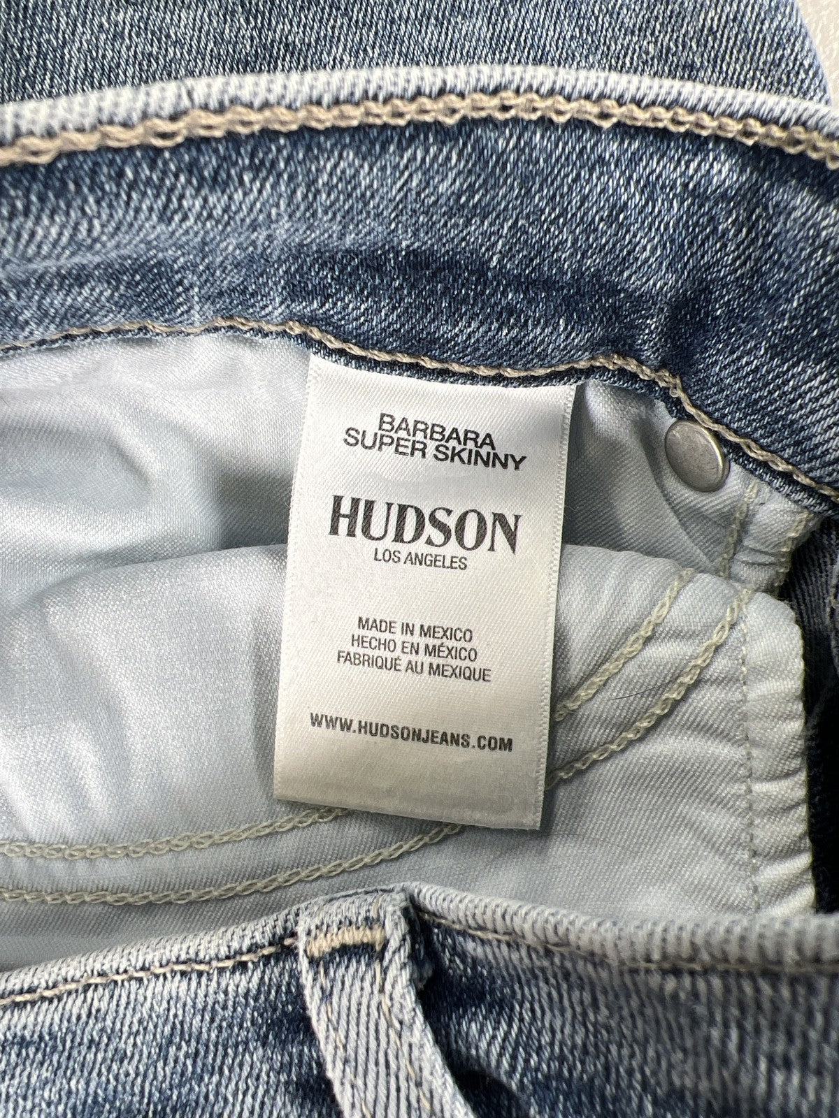 Hudson Women’s Light Wash Barbara Super Skinny Distressed Jeans - 28