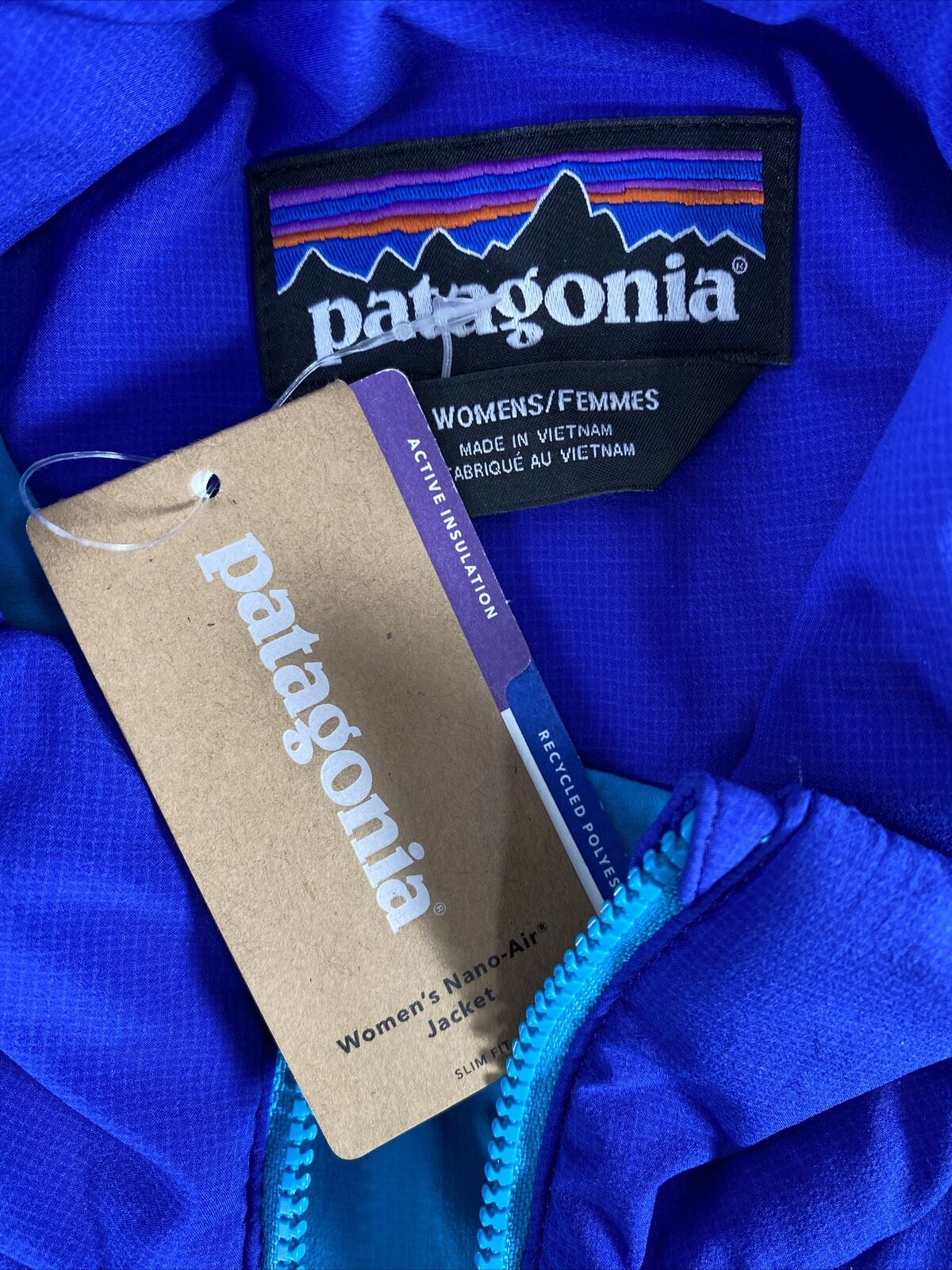 NEW Patagonia Women's Cobalt Blue Slim Nano Air Jacket