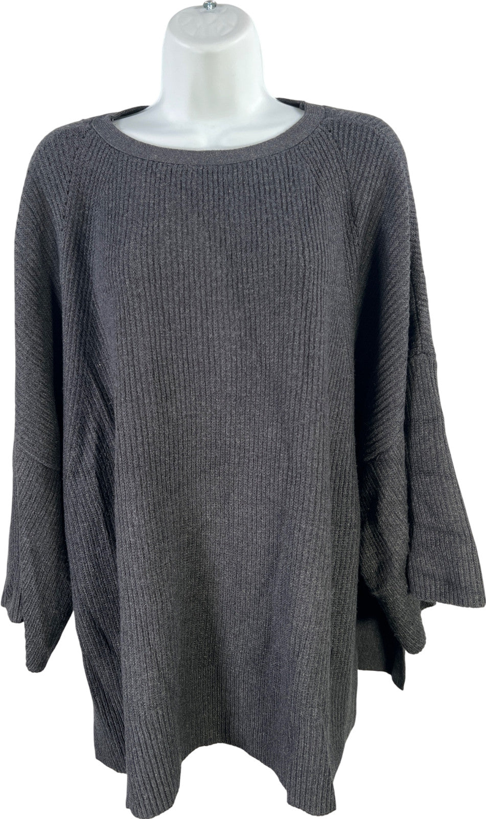 Ann Taylor Women’s Gray Ribbed 3/4 Loose Sleeve Sweater - M/L