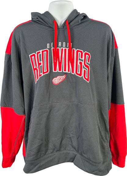 NFL Men’s Gray/Red Detroit Red Wings Long Sleeve Pullover Sweatshirt - 2XL