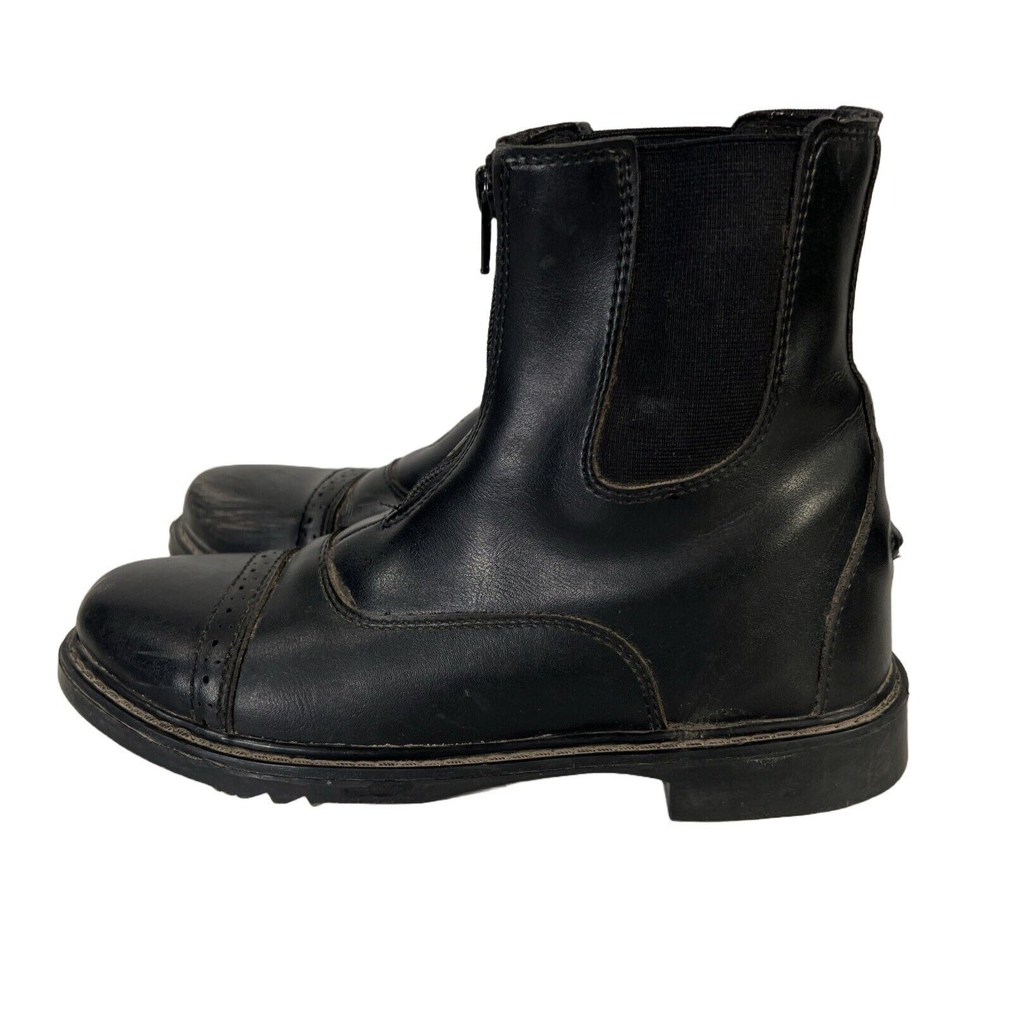 TuffRider Women's Black Leather Starter Zip Paddock Ankle Boots - 6.5