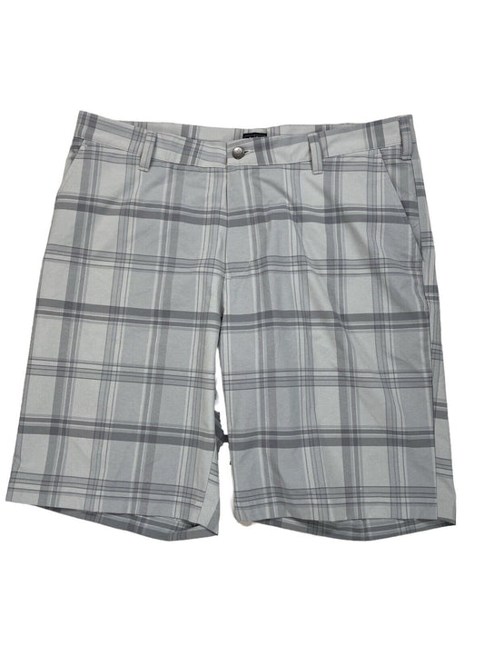 adidas Men's Gray Plaid Polyester Golf Shorts - 36