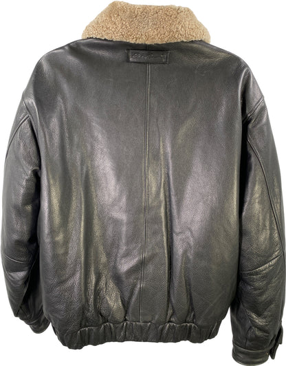 Eddie Bauer Men’s Black Leather Goose Down Full Zip Coat - XL