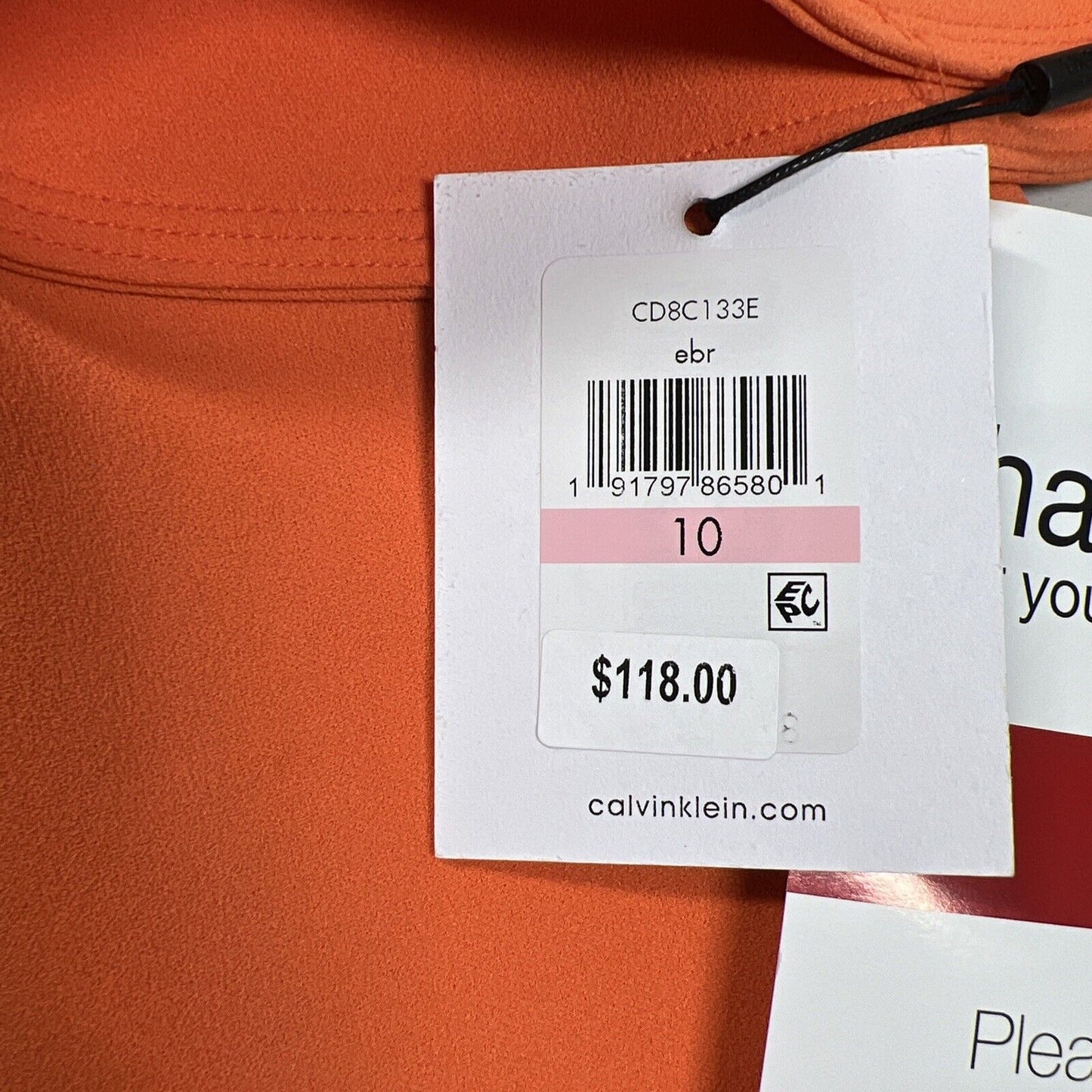 NEW Calvin Klein Women's Orange Bell Sleeve Sheath Dress - 10