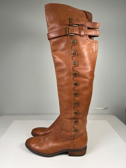 Sam Edelman Women’s Brown Leather Pierce Over The Knee Boots - 8.5