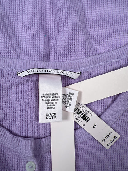 Victoria’s Secret Women’s Purple Waffle Knit Cropped Lounge Cardigan Sweater - S