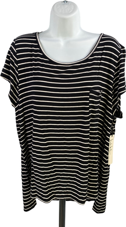 Nicole Miller Women’s Black Striped Short Sleeve T-Shirt - Plus 2X