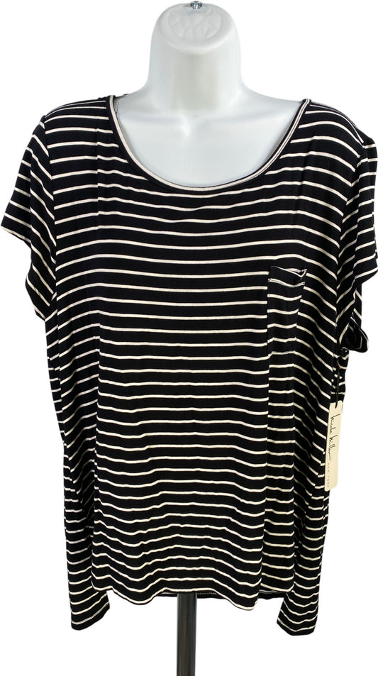 Nicole Miller Women’s Black Striped Short Sleeve T-Shirt - Plus 2X