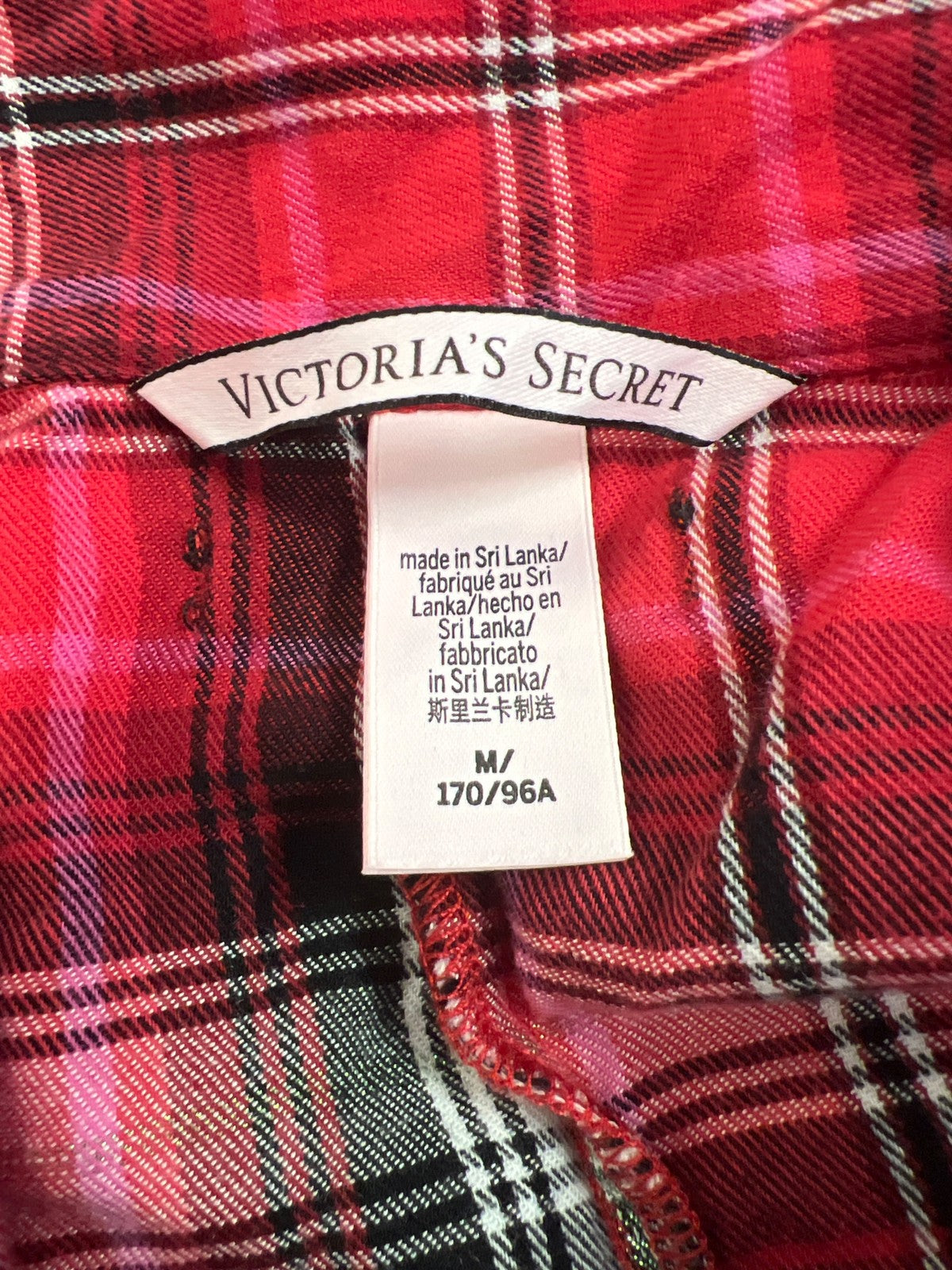 Victoria’s Secret Women’s Red Holiday Plaid Long Sleeve Pajama Romper - M