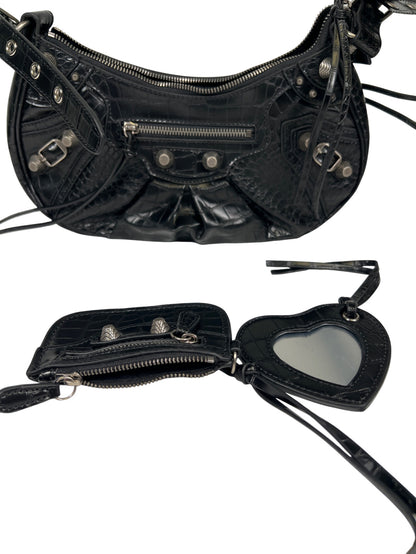 Balenciaga Black Leather Le Cagole Bag Small Satchel Bag Purse