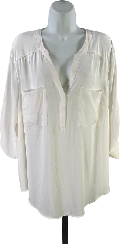 Torrid Women’s White Harper 1/2 Sleeve V-Neck Pullover Blouse - Plus 3