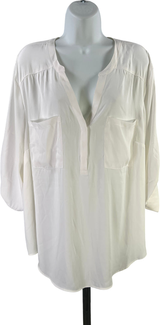 Torrid Women’s White Harper 1/2 Sleeve V-Neck Pullover Blouse - Plus 3