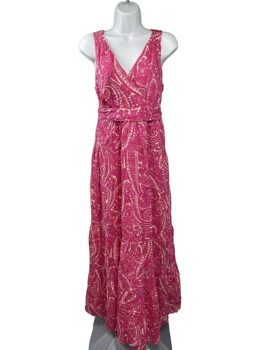 Talbots Women's Pink Paisley Sleeveless Long Sundress - 14