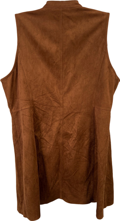 Chico’s Women’s Brown Suede Sleeveless Open Front Vest Shirt - 2/US L