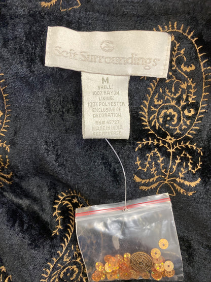 Soft Surroundings Women’s Black Sequin Embroidered Long Sleeve Open Jacket - M