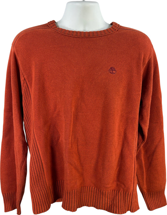 Timberland Men’s Orange Cotton Long Sleeve Pullover Sweater - L