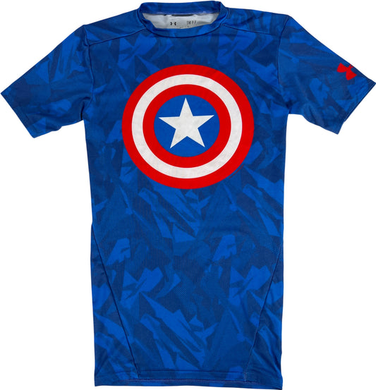 Under Armour Men’s Blue/Red Captain American Compression Athletic Shirt - S