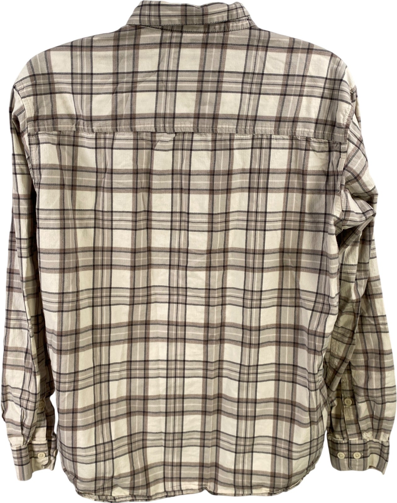 Columbia Men’s Ivory/Gray Plaid Long Sleeve Button Up Flannel Shirt - XL