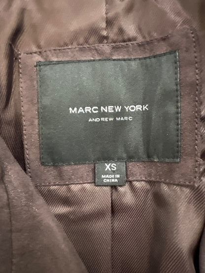 Marc New York Women’s Dark Purple Faux Suede Full Zip Moto Jacket - XS