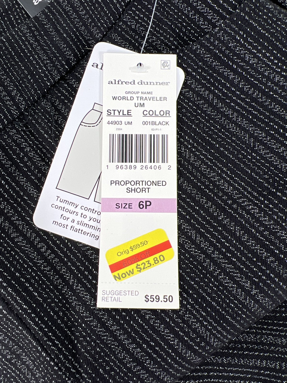 Alfred Dunner Women’s Black Allure Stretch World Traveler Pants - 6 Petite