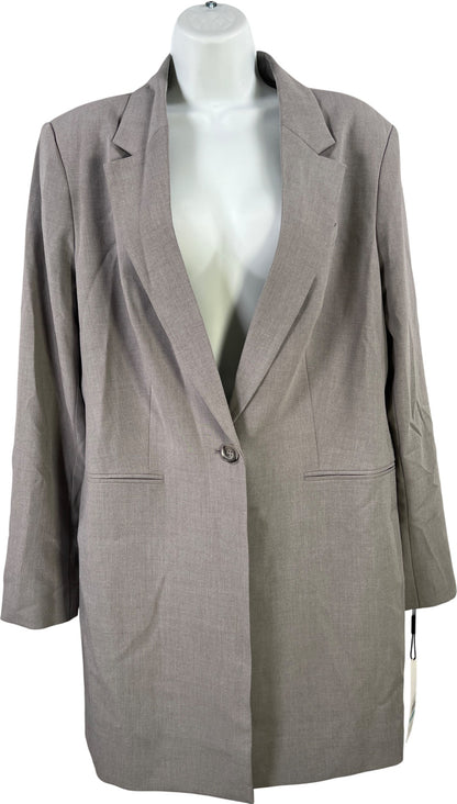 Calvin Klein Women’s Gray Long Sleeve One Button Long Blazer Jacket - 16