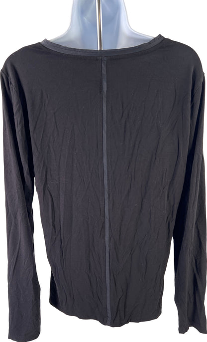 White House Black Market Women’s Black V-Neck Long Sleeve Shirt - L