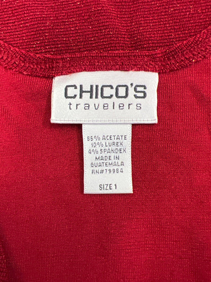 Chico’s Travelers Women’s Red Metallic Basic Tank Top - 1/US M