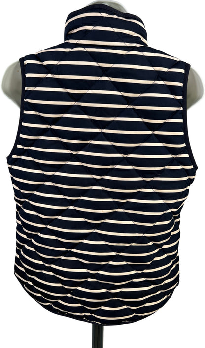 J.Crew Women’s Navy Blue/White Striped Down Filled Full Zip Vest - XS