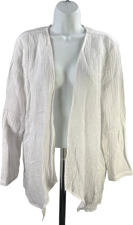 Pure J.Jill Women’s White Linen Textured Long Sleeve Open Cardigan - M