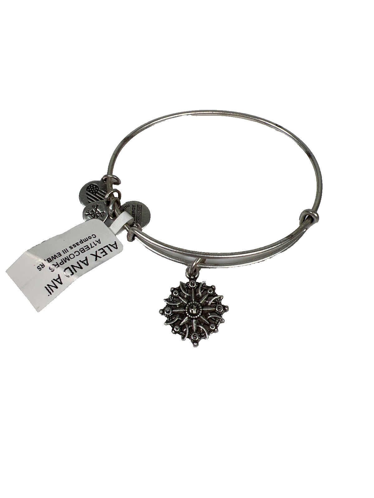 Alex and Ani Women’s Silver Tone Compass Bangle Bracelet