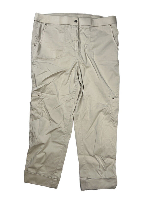 Chico's Women's Beige Lightweight Cropped Cargo Pants - 1.5/ US 10