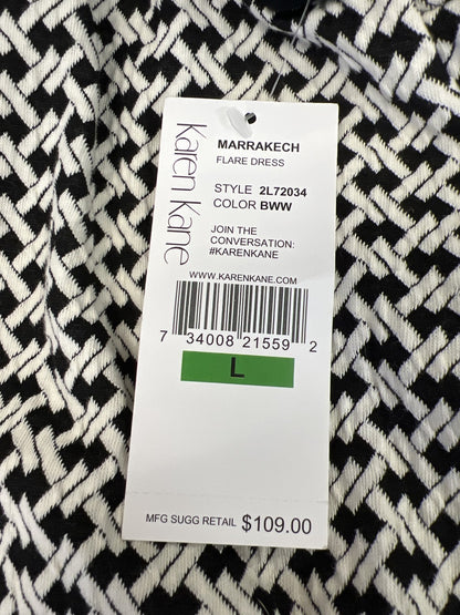 Ren Kane Women’s Black/White Sleeveless Fit and Flare Dress - L