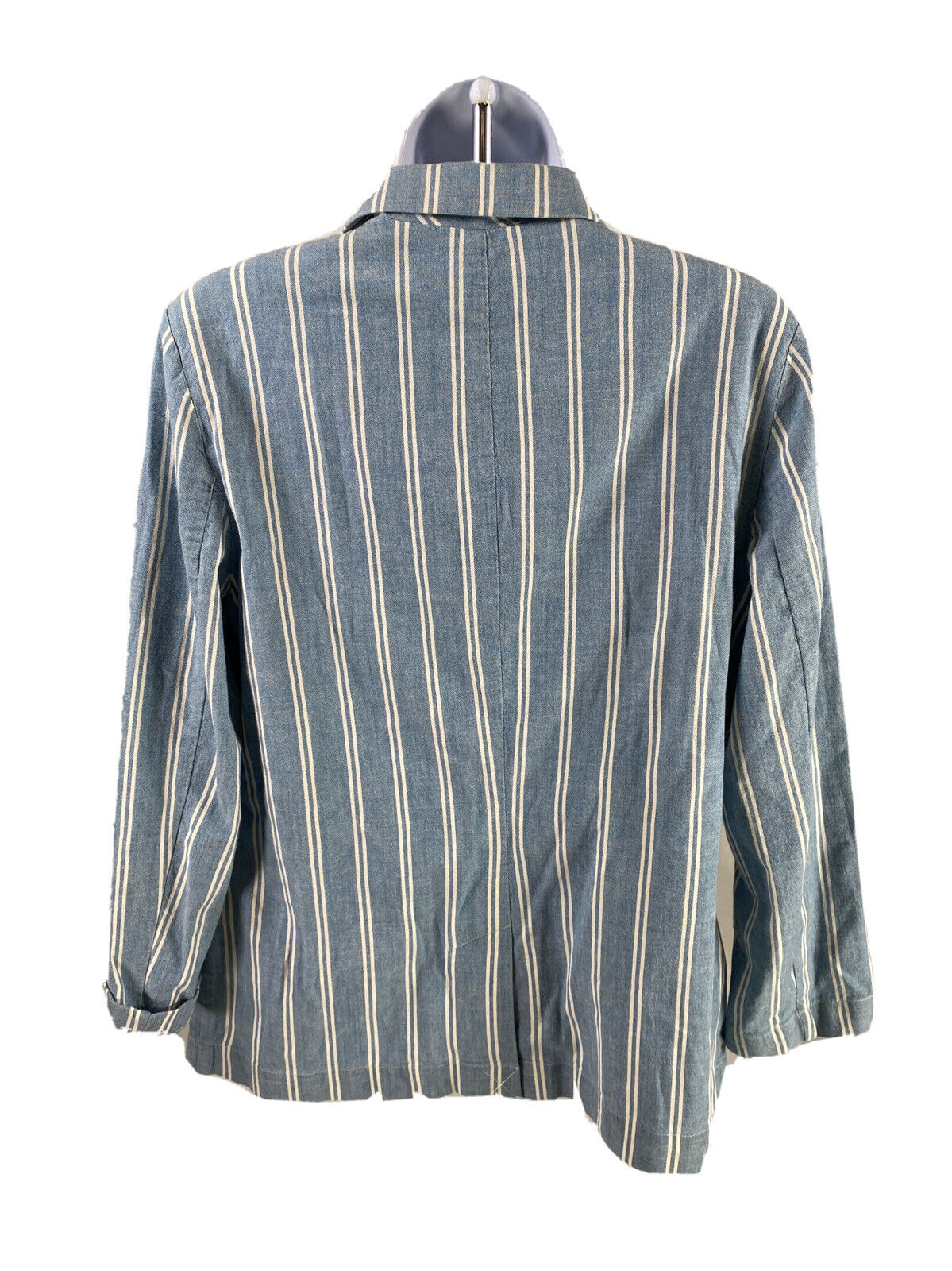 Chico's Women's Blue/White Striped Long Sleeve Blazer Jacket - 1 (US M)