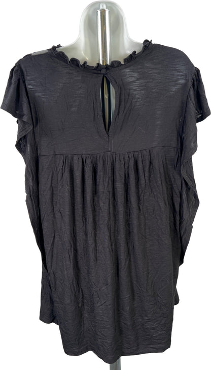 Torrid Women’s Black Sheer/Lace Inset Flutter Sleeve Blouse - Plus 2