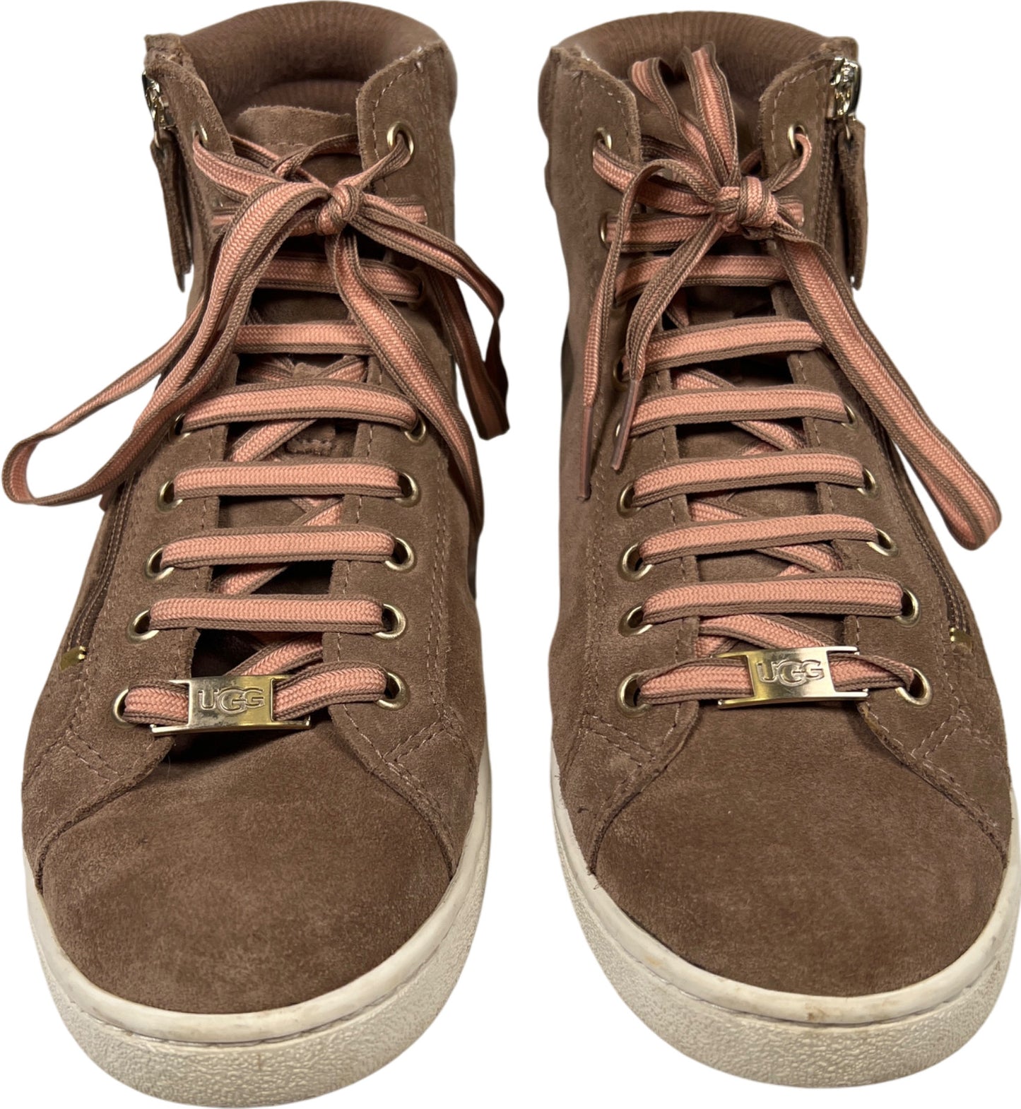 UGG Women’s Tan Brown Suede Tan Zipper Olive High Top Sneakers - 10