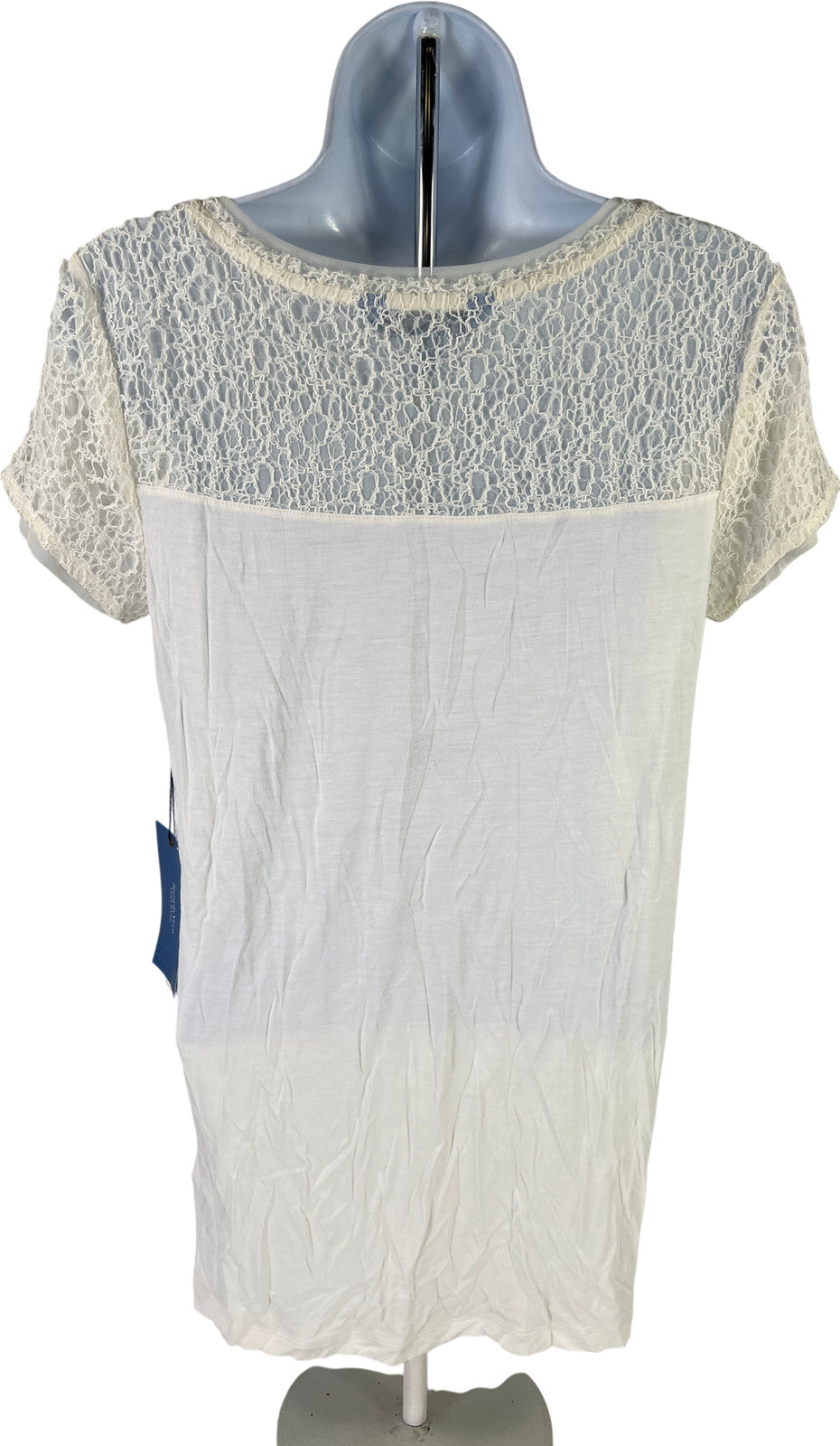 NEW Simply Vera Wang Women’s White/Ivory Lace Short Sleeve T-Shirt - M