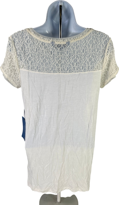 NEW Simply Vera Wang Women’s White/Ivory Lace Short Sleeve T-Shirt - M