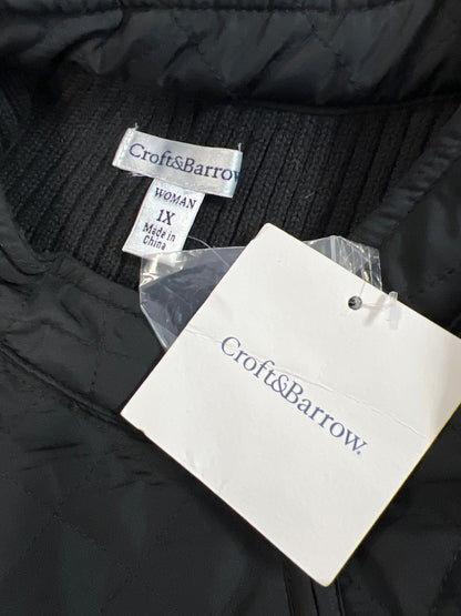 Croft and Barrow Women’s Black Quilted and Knit Long Sleeve Jacket - Plus 1X