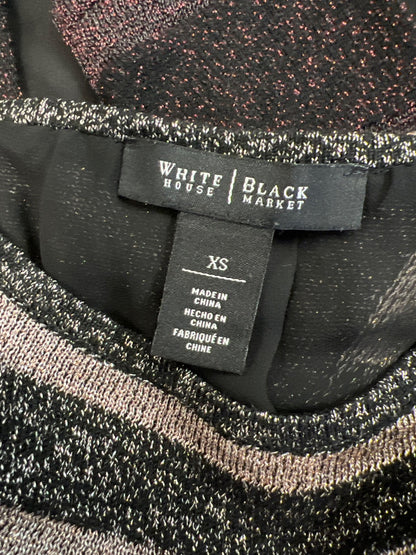 White House Black Market Women’s Black Metallic Sheer Trim Sweater - XS