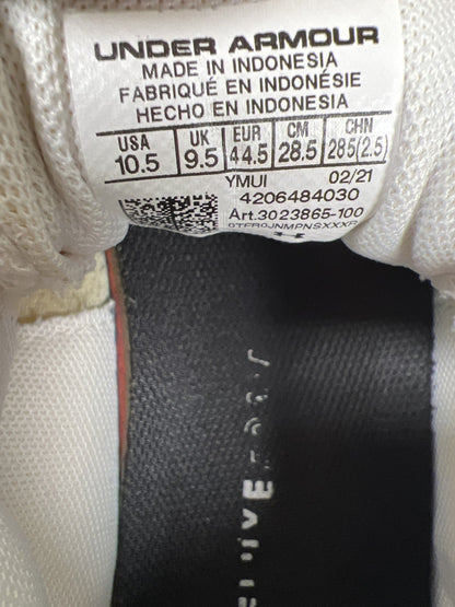 Under Armour Men’s White/Ivory Charged Pursuit Lace Up Athletic Sneakers - 10.5