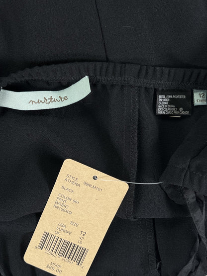 Nurture Women’s Black Athena Pull On Wide Leg Trouser Dress Pants - 12