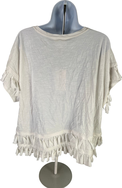 NEW For The Republic Women’s White Tassel Short Sleeve T-Shirt - Plus 1X