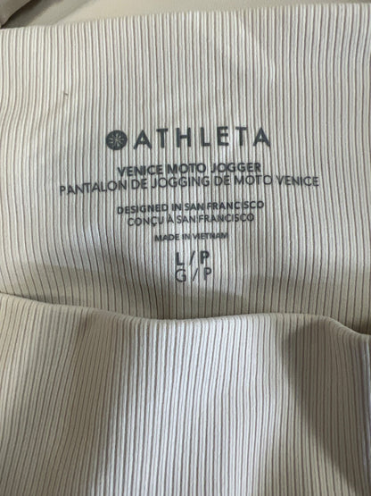 Athleta Women’s Beige Pull On Vence Moto Jogger Pants - L Petite